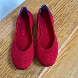 Rothy’s Square Toe Flats, True Red, 7